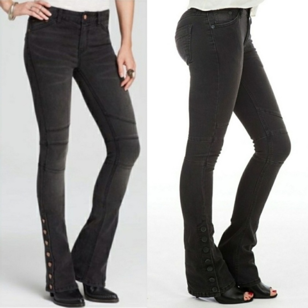 Free People Skylar Dark Gray Skinny Flare Jeans 25